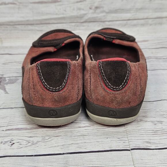 Merrell Shoes Womens 7.5 Allegro Ballet Flats Red Suede Casual Slip On Round Toe - Picture 3 of 6